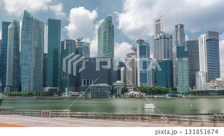 Business Financial Downtown City and Skyscrapers Tower Building at Marina Bay timelapse hyperlapse, Singapore, 131851674