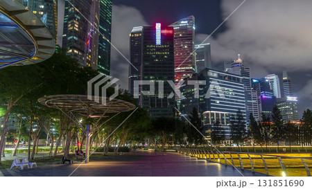 Business Financial Downtown City and Skyscrapers Tower Building at Marina Bay night timelapse hyperlapse, Singapore Business Financial Downtown City and Skyscrapers Tower Building at Marina Bay night timelapse hyperlapse, Singapore 131851690