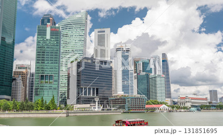 Business Financial Downtown City and Skyscrapers Tower Building at Marina Bay timelapse hyperlapse, Singapore, 131851695