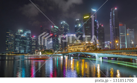 Esplanade bridge and downtown core skyscrapers in the background Singapore night timelapse hyperlapse Esplanade bridge and downtown core skyscrapers in the background Singapore night timelapse hyperlapse 131851700