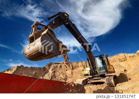 Excavator Loading Dumper Truck 131851747