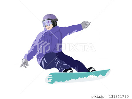 スノーボードで滑走する男性イラスト スノーボードで滑走する男性イラスト 131851759
