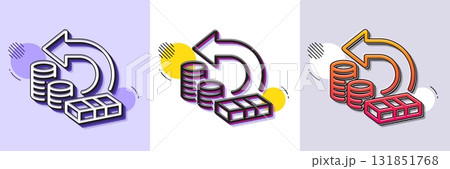 Cash back line icon. Halftone dotted pattern. Gradient icon with grain shadow. Return money sign. Bank benefits symbol. Line cash back icon. Various designs. Vector Cash back line icon. Halftone dotted pattern. Gradient icon with grain shadow. Return money sign. Bank benefits symbol. Line cash back icon. Various designs. Vector 131851768