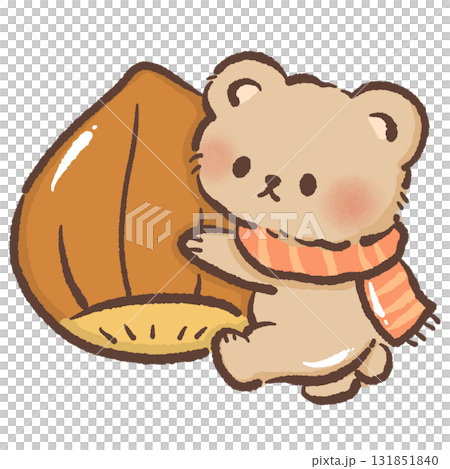 Cute Kawaii Bear with Acorn Autumn Illustration Cozy Animal Character Wearing Scarf Adorable Fall Season Design Sweet Cartoon for Stickers Stationery and Thanksgiving Art Cute Kawaii Bear with Acorn Autumn Illustration Cozy Animal Character Wearing Scarf Adorable Fall Season Design Sweet Cartoon for Stickers Stationery and Thanksgiving Art 131851840