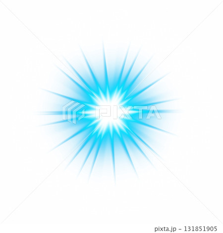 明るい青の発光バーストライト 透明背景 131851905