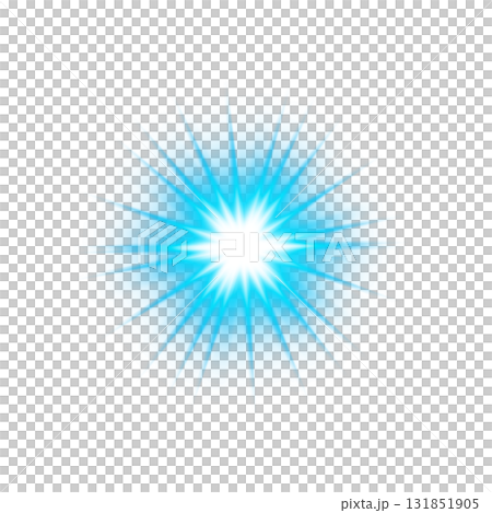 明るい青の発光バーストライト 透明背景 131851905