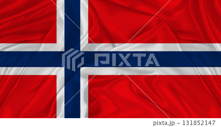 Flag of Norway with cloth texture. Close up of Norwegian flag waving Flag of Norway with cloth texture. Close up of Norwegian flag waving 131852147