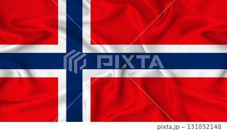 Realistic Norway flag waving. Close up of flag of Norway with cloth texture Realistic Norway flag waving. Close up of flag of Norway with cloth texture 131852148