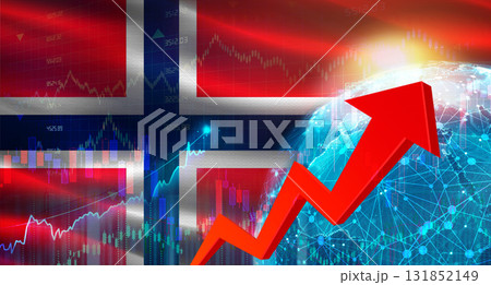 Global financial growth with Norway flag. Financial growth with Norway flag on economic background Global financial growth with Norway flag. Financial growth with Norway flag on economic background 131852149