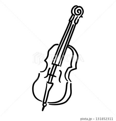 Elegant Violin Line Art Minimal Music Instrument Outline Illustration for Classical Concert Symphony Orchestra Coquette Aesthetic Wall Art and Romantic Design 131852311