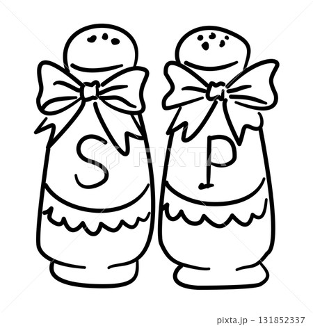Adorable Salt and Pepper Shakers Line Art with Bows Coquette Thanksgiving Kitchen Decor Outline Illustration for Holiday Dining and Cute Autumn Table Design Adorable Salt and Pepper Shakers Line Art with Bows Coquette Thanksgiving Kitchen Decor Outline Illustration for Holiday Dining and Cute Autumn Table Design 131852337