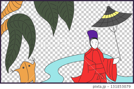 水平花紮單一圖示：栃木和小野道風 131853079