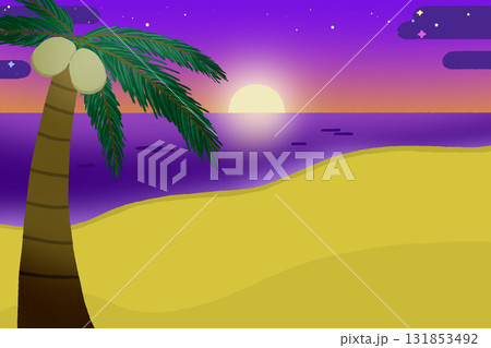 サンセットビーチテンプレート サンセットビーチテンプレート 131853492