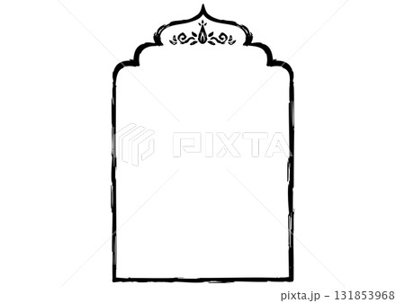 アジア風の飾りフレーム。豪華な装飾。手描きの荒い筆タッチ。 131853968