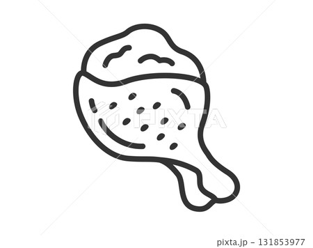 生の、手羽元のアイコン（線画）のイラスト 131853977