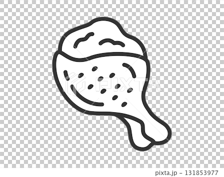 生の、手羽元のアイコン（線画）のイラスト 131853977
