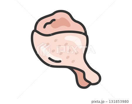 生の、手羽元のアイコン（線画カラー）のイラスト 131853980