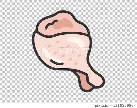 生の、手羽元のアイコン（線画カラー）のイラスト 131853980