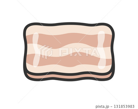 焼いた、豚バラ肉スライスのアイコン（線画カラー）のイラスト 131853983