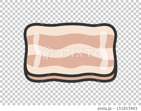 焼いた、豚バラ肉スライスのアイコン（線画カラー）のイラスト 131853983