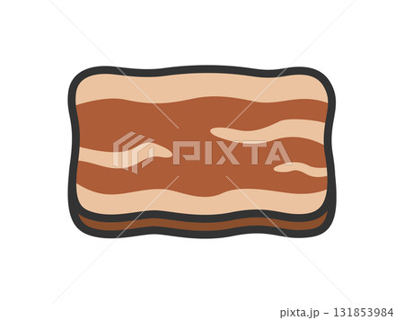 焼いた、牛バラ肉スライスのアイコン（線画カラー）のイラスト 131853984
