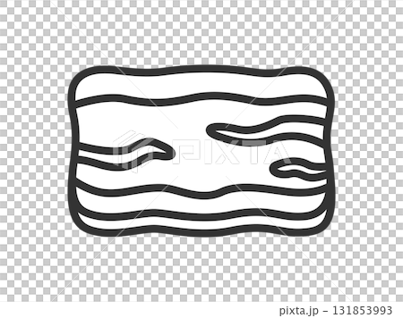 牛バラ肉スライスのアイコン（線画）のイラスト 131853993