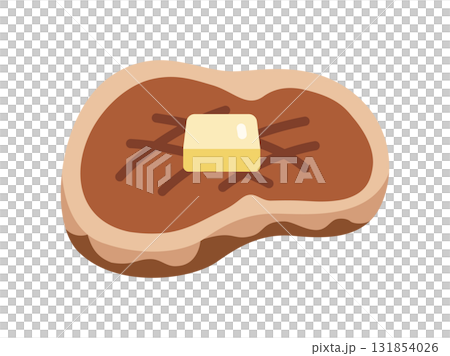 牛排肉圖示插圖,上面塗有黃油 牛排肉圖示插圖,上面塗有黃油 131854026