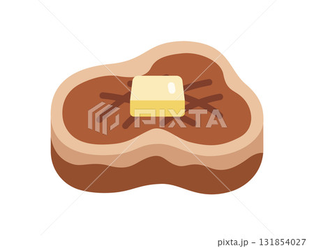 バターをのせた、フィレステーキ肉のアイコンのイラスト 131854027