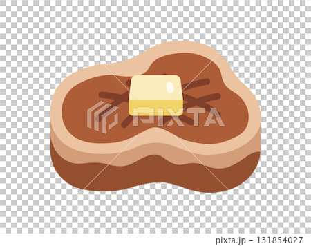 バターをのせた、フィレステーキ肉のアイコンのイラスト 131854027