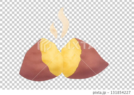 「焼き芋のカットイラスト / Roasted Sweet Potato Cut Illustrati 131854227