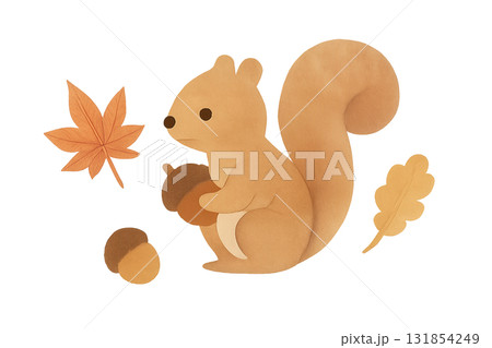 「秋のリスと木の実 / Autumn Squirrel and Acorns」 131854249