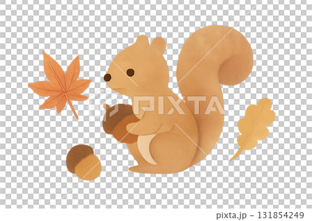「秋のリスと木の実 / Autumn Squirrel and Acorns」 131854249