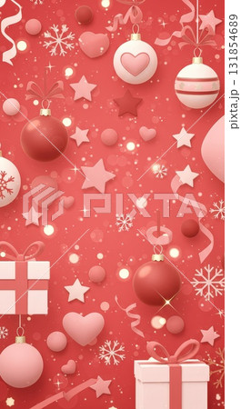 エレガントなスマホ用のクリスマス背景の縦画像　金のきらめきと柔らかな光 131854689