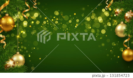 エレガントなスマホ用のクリスマス背景の縦画像　金のきらめきと柔らかな光 131854723