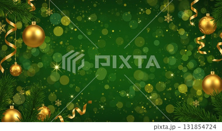 エレガントなスマホ用のクリスマス背景の縦画像　金のきらめきと柔らかな光 131854724