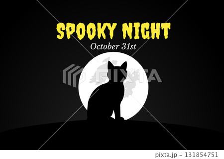 spooky night halloween cat illustration 131854751