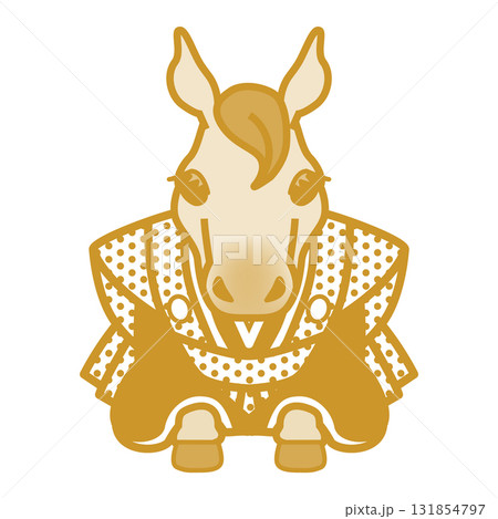 午年 年賀素材 袴を着た馬のキャラクター モノトーン 午年 年賀素材 袴を着た馬のキャラクター モノトーン 131854797