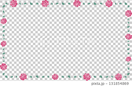 A rectangular frame made of red roses and leaves 131854869