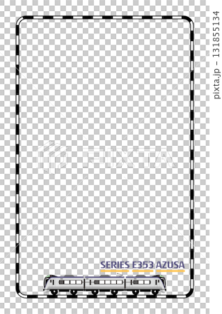 Toy-style E353 series train "Azusa" and vertical track frame 131855134