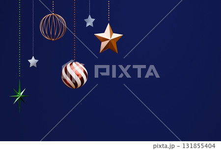 3D素材_クリスマスオーナメント_青背景 131855404