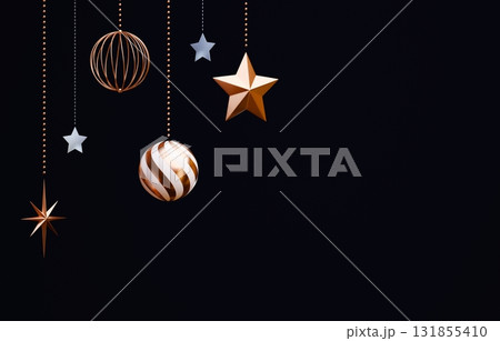 3D素材_クリスマスオーナメント_黒背景 131855410