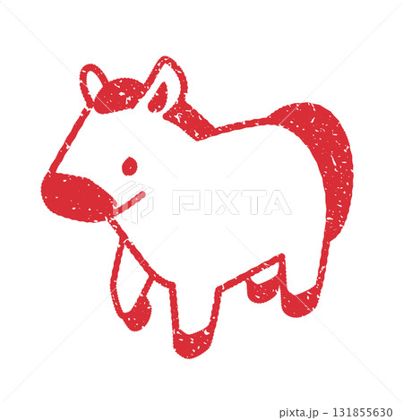 午（馬）のイラストハンコ風イラスト 131855630