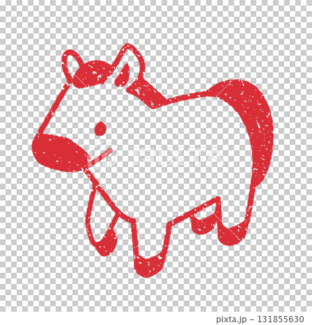 午（馬）のイラストハンコ風イラスト 131855630
