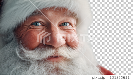 笑顔のサンタクロースの顔のクローズアップ 131855631