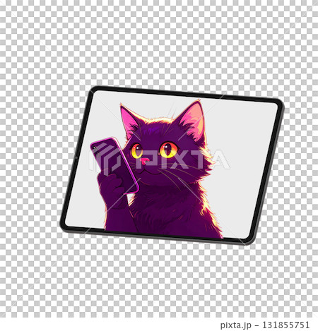 タブレットに映る猫ちゃん 何を話してる?? ニッチなイラスト グッズなど タブレットに映る猫ちゃん 何を話してる?? ニッチなイラスト グッズなど 131855751