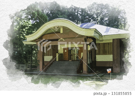 水彩画風 三徳山三佛寺 宝物殿 鳥取県三朝町 水彩画風 三徳山三佛寺 宝物殿 鳥取県三朝町 131855855