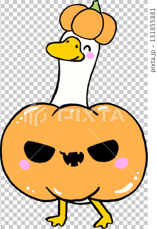 Halloween Cartoon Porch Goose in Pumpkin Costume Illustration Hand Drawn Halloween Cartoon Porch Goose in Pumpkin Costume Illustration Hand Drawn 131855881