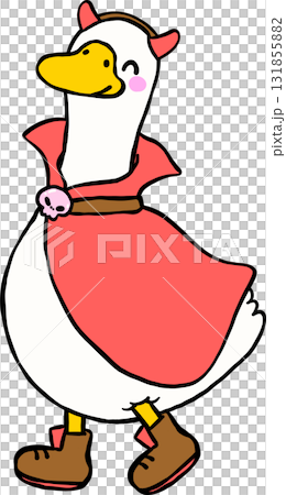 Cartoon Porch Goose Halloween Devil Costume Illustration Hand Drawn 131855882