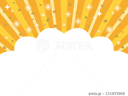 キラキラ 集中線背景_黄_白雲下方 131855908