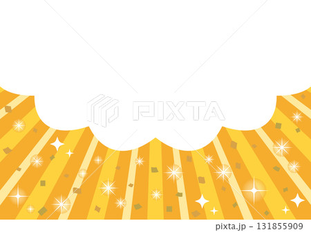 キラキラ 集中線背景_黄_白雲上方 キラキラ 集中線背景_黄_白雲上方 131855909